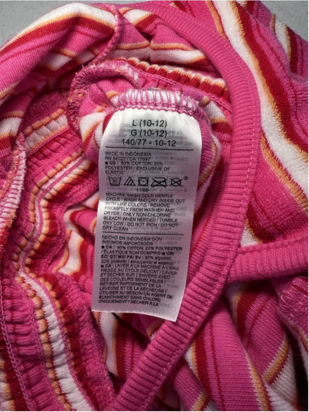 Old Navy Girls Terry Romper Shorts Pink Striped Youth Size Large 10-12 Summer